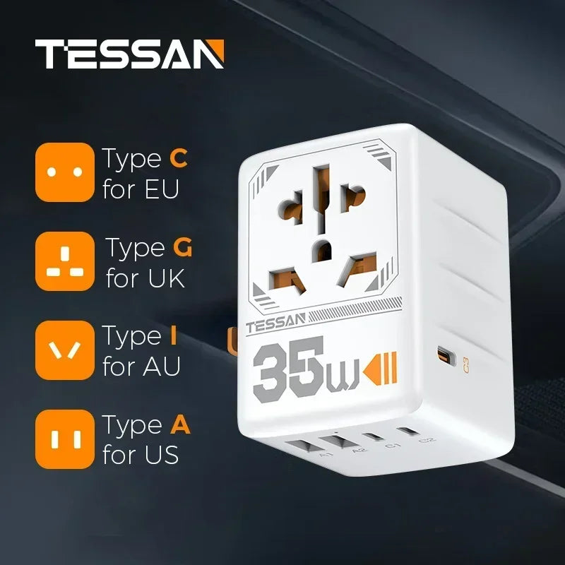 Universal Travel Adapter with USB &Type C