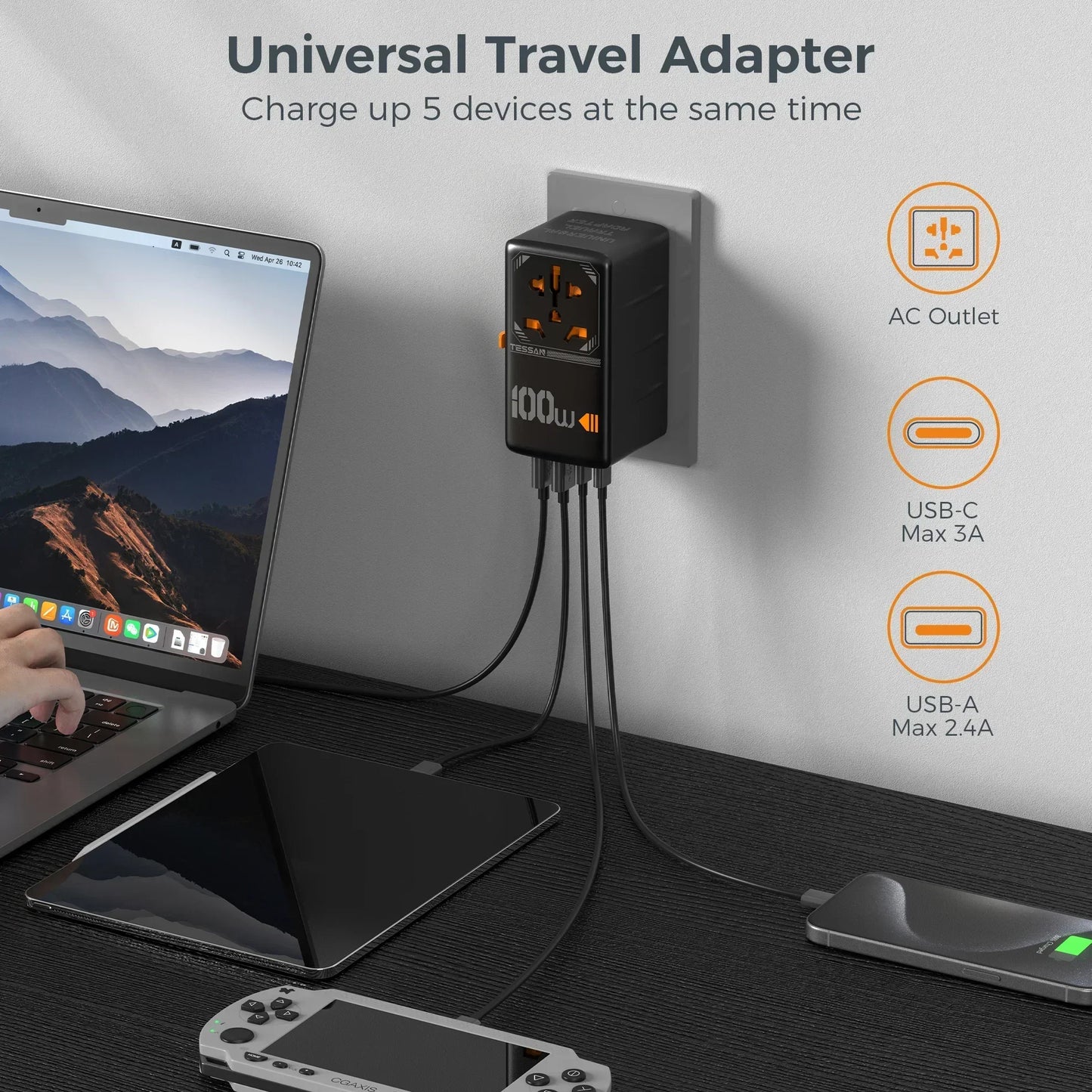 Universal Travel Adapter with USB &Type C