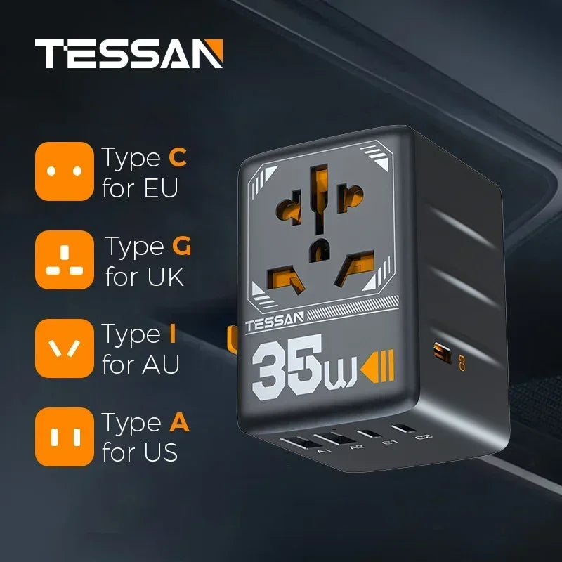 Universal Travel Adapter with USB &Type C