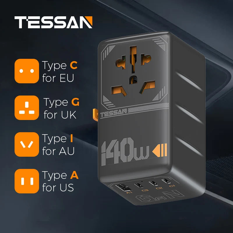 Universal Travel Adapter with USB &Type C